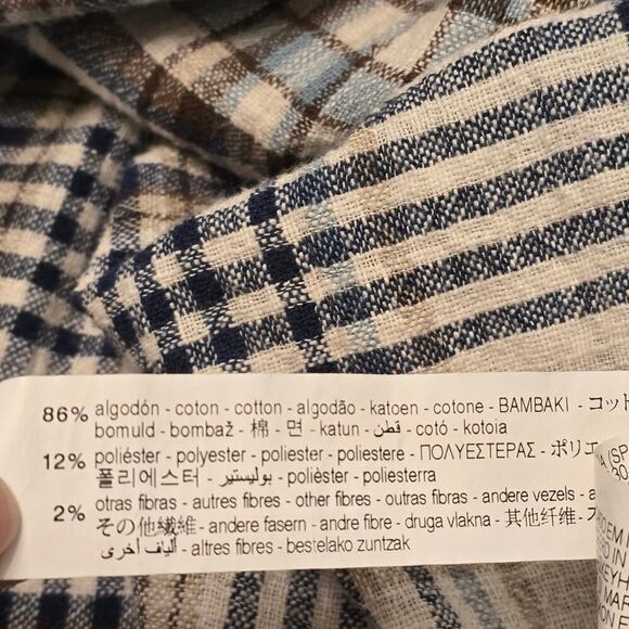 ZARA Plaid Flannel Overshirt Jacket Sz M Cotton Blend Soft Neutral Earth Tones - Picture 9 of 9